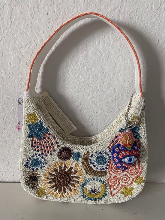 Handcrafted In India Handbags - Handcrafted‎ India Evil Eye Sun Moon Stars Shoulder Beaded Bag Viral W/Charm NEW